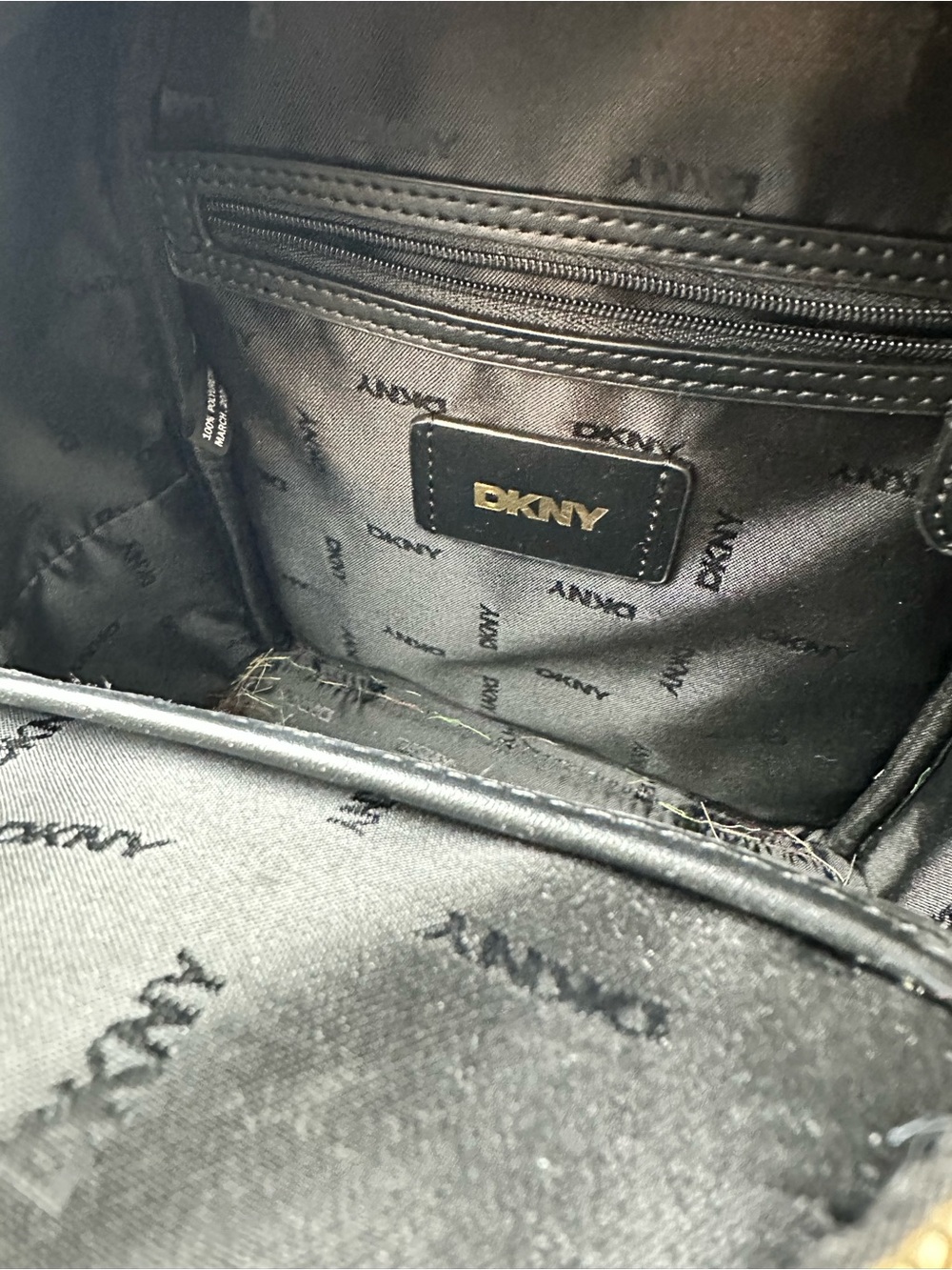 DKNY Black Pebbled Leather Mini Backpack with Gold Hardware - Picture 7 of 7